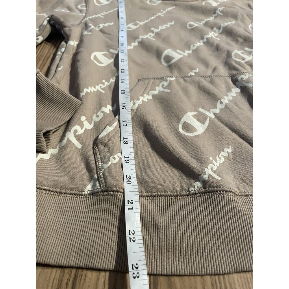 Youth Champion All-Over Logo Hoodie – Brown/Tan – Size Large (12-14) - Picture 3 of 6